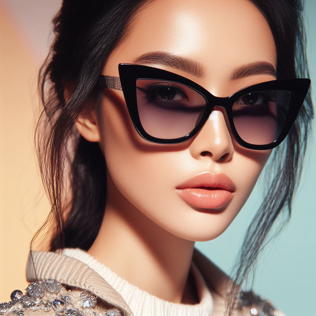 Close-up of a beautiful woman showcasing trendy fashion eyewear